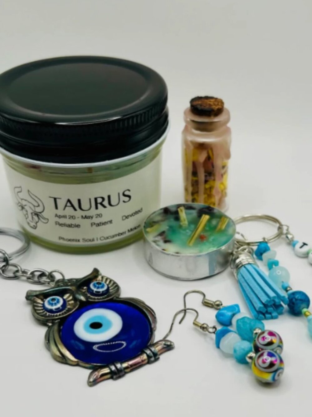 TAURUS GIFT SET Zodiac Healing Crystals Gift Set (6 pc) - FREE abundance candle